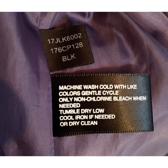 Black Car Coat Mid Length Size L Zip Snap Stand Up Mandarin Collar Lined Pockets - Picture 8 of 16